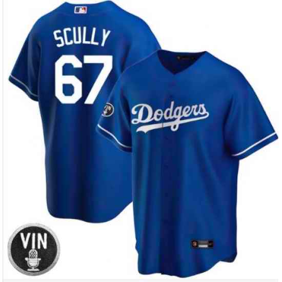 Men Nike Los Angeles Dodgers #67 Vin Scully Blue Cool Base Stitched MLB Jersey