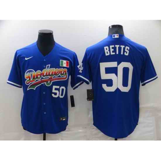 Men Los Angeles Dodgers #50 Mookie Betts Royal Stitched Baseball Jerse
