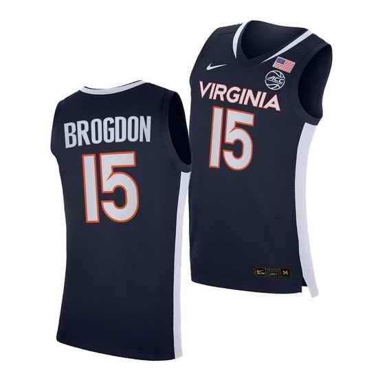 Virginia Cavaliers Malcolm Brogdon Virginia Cavaliers Navy Road Secondary Logo Jersey