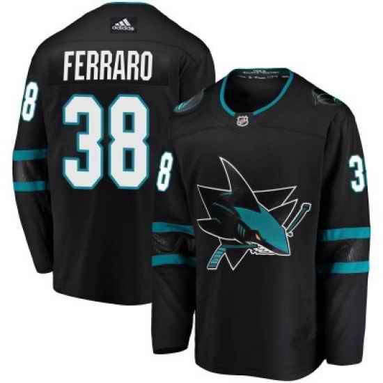 Men San Jose Sharks #38 Mario Ferraro Adidas Breakaway Black Jersey
