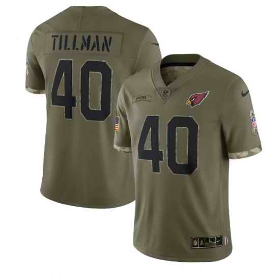 Men Arizona Cardinals #40 Pat Tillman Olive 2022 Salute To Service Limited Stitched Jersey