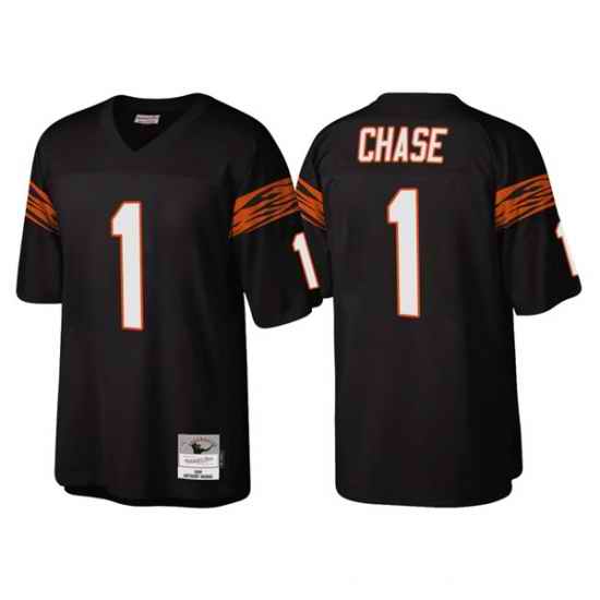 Men Cincinnati Bengals #1 Ja 27Marr Chase Black Throwback Legacy Stitched Jerse