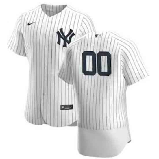 Men Women Youth Toddler New York Yankees White Strips Custom Nike MLB Flex Base Jersey