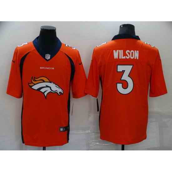 Men Denver Broncos #3 Russell Wilson Orange Team Big Logo Limited Stitched jersey