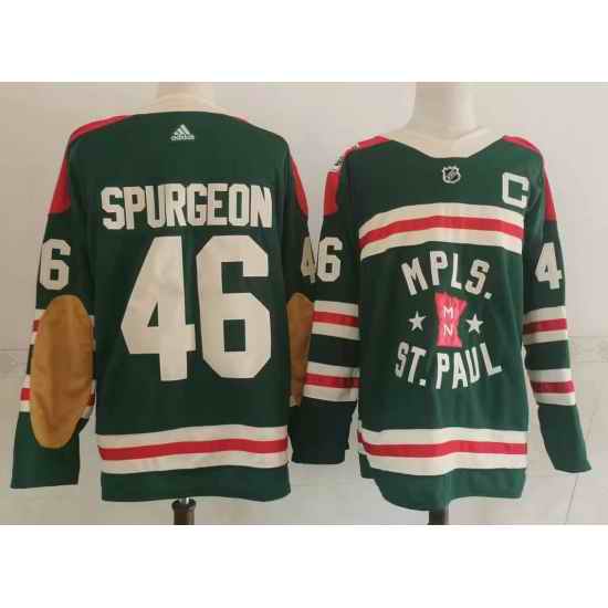 Men Minnesota Wild #46 Jared Spurgeon Green 2022 Winter Classic Adidas Stitched NHL Jersey