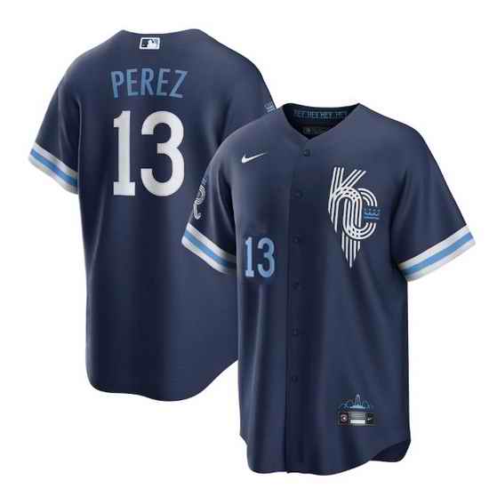 Men Kansas City Royals #13 Salvador Perez 2022 Navy City Connect Cool Base Stitched Jerse