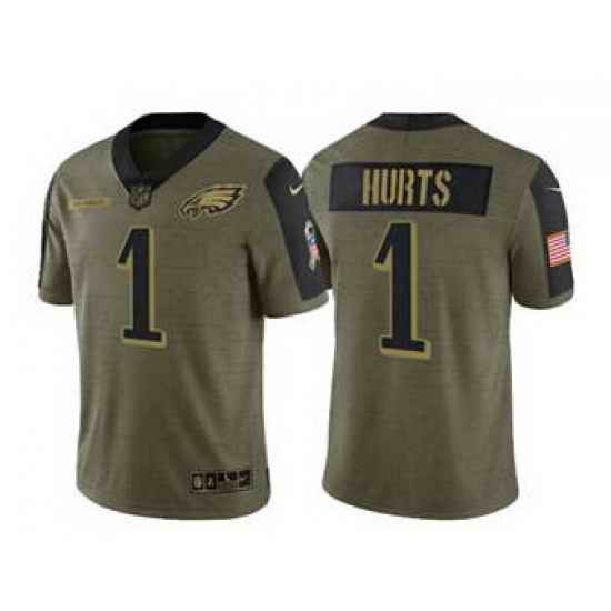 Men Women Youth Toddler Philadelphia Eagles Custom 2021 Olive Salute To Service Limited Jersey