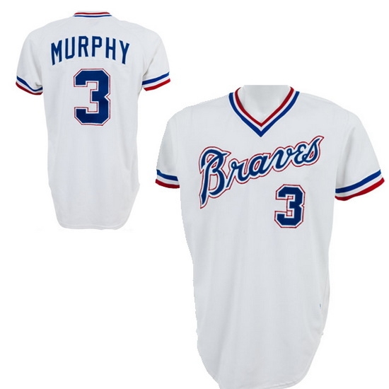 Men Atlanta Braves #3 Dale Murphy White Stitched Baseball Jersey