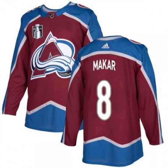 Men Colorado Avalanche #8 Cale Makar 2022 Burgundy Stanley Cup Final Patch Stitched Jersey