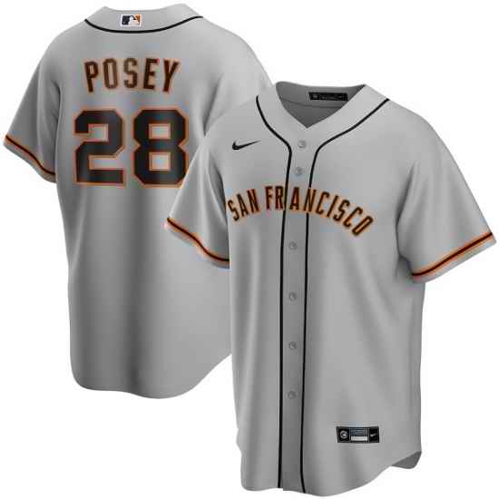 Men San Francisco Giants #28 Buster Posey Grey Cool Base Stitched Jerse