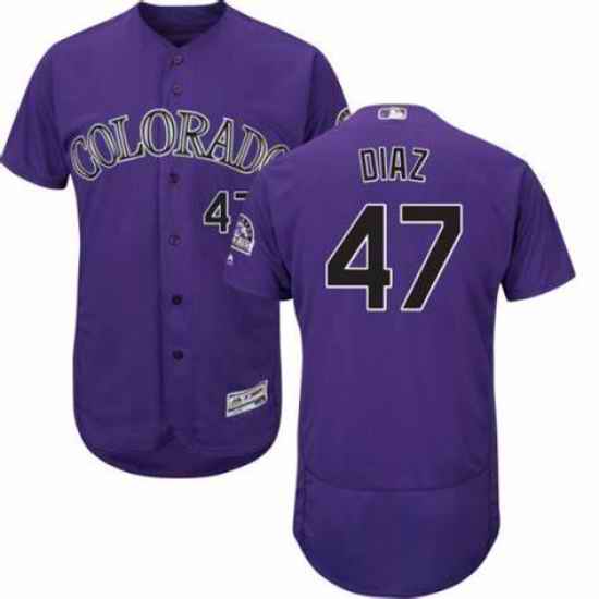 Men Nike Colorado Rockies #47 Jairo Diaz Purple Black Flex Base MLB Jersey