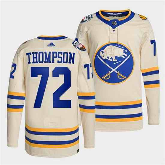 Men Buffalo Sabres #72 Tage Thompson 2022 Cream Heritage Classic Stitched jersey