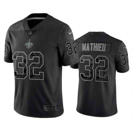Men New Orleans Saints #32 Tyrann Mathieu Black Reflective Limited Stitched Football Jersey