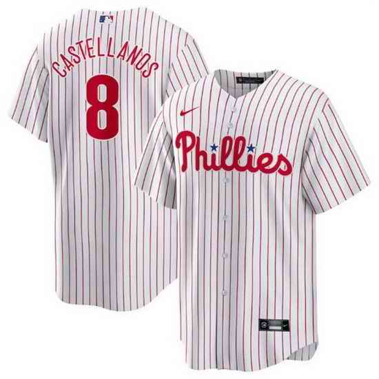 Men Philadelphia Phillies #8 Nick Castellanos White Cool Base Stitched jersey