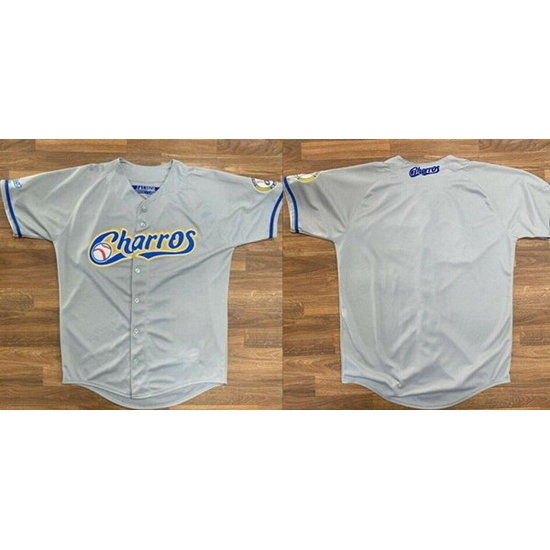 Men Charros De Jalisco Blank Gray Stitched Baseball Jersey