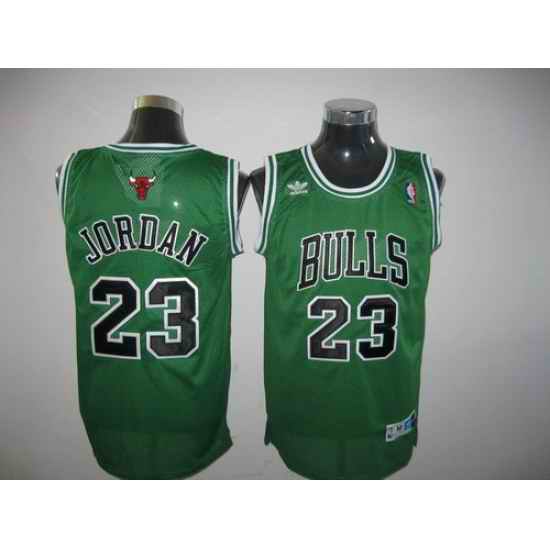 Men Chicago Bulls #23 Michael Jordan Green Throwback Adidas Jersey