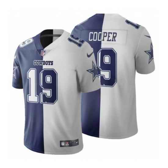 Men Dallas Cowboys #19 Amari Cooper Navy White Split Vapor Untouchable Limited Stitched Jersey