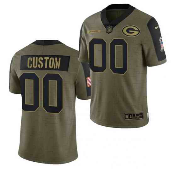 Men Women Youth Toddler  Green Bay Packers ACTIVE PLAYER Custom 2021 Olive Salute To Service Limited