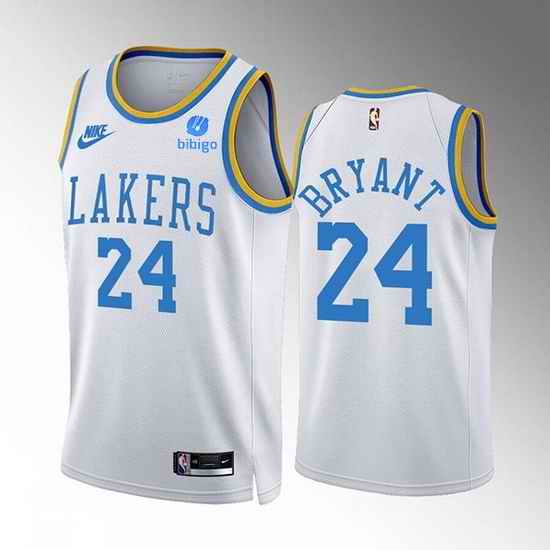 Men Los Angeles Lakers 24 Kobe Bryant 2022 #23 White Classic Edition Stitched Basketball Jersey