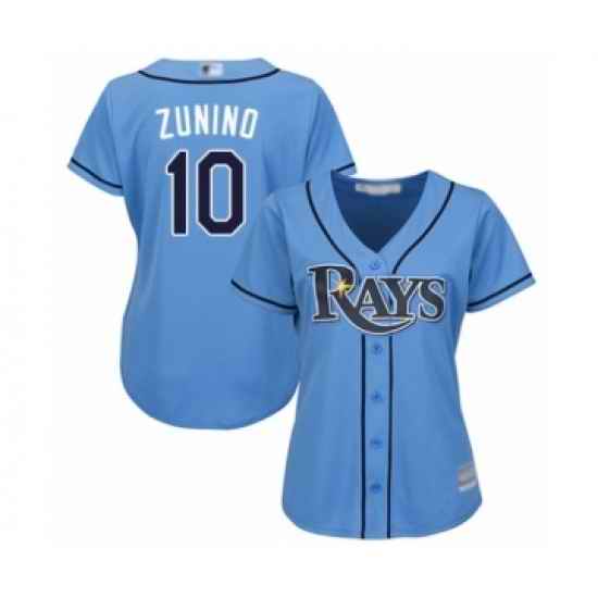 Women's Tampa Bay Rays #10 Mike Zunino Authentic Light Blue Alternate #2 Cool Base Baseball Player Jersey