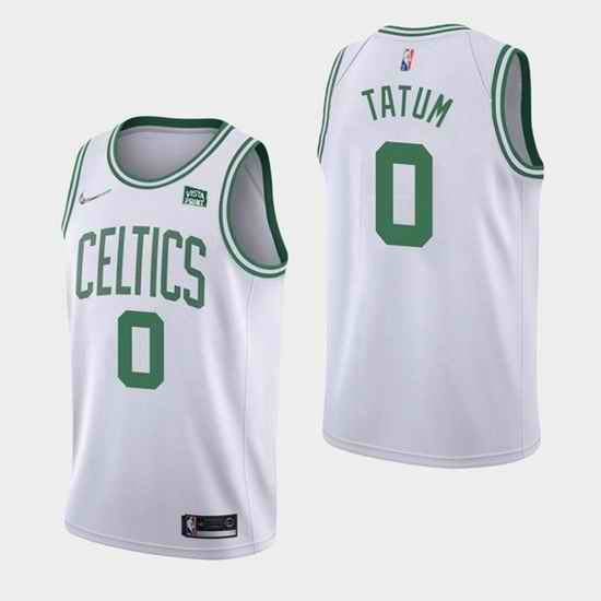 Men Boston Celtics #0 Jayson Tatum 75th Anniversary White Stitched Basketball Jersey