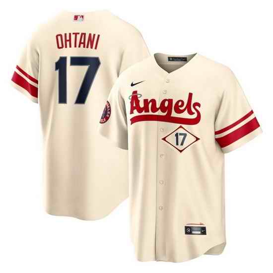 Men Los Angeles Angels #17 Shohei Ohtani 2022 Cream City Connect Cool Base Stitched Jersey