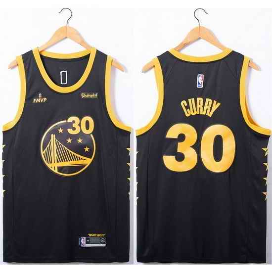 Men Golden State Warriors #30 Stephen Curry Black FMVP Stitched Jersey