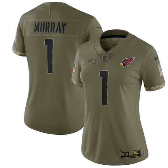 Women Arizona Cardinals #1 Kyler Murray 2022 Olive Salute To Service Limited Stitched Jersey