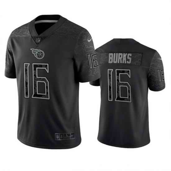 Men Tennessee Titans #16 Treylon Burks Black Reflective Limited Stitched Football Jersey