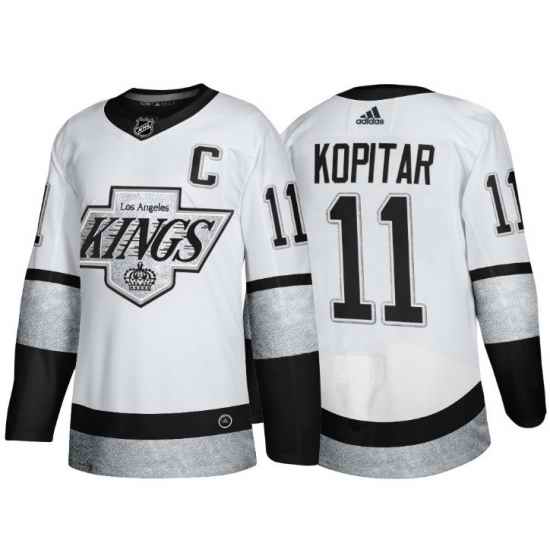 Men Los Angeles Kings #11 Anze Kopitar White Throwback Stitched Jersey