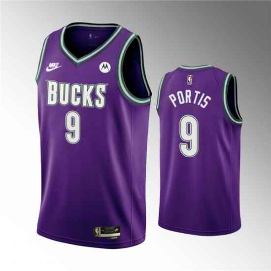 Men Milwaukee Bucks #9 Bobby Portis 2022 23 Purple Classic Edition Swingman Stitched Basketball Jersey