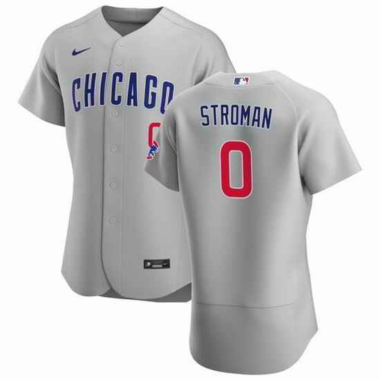 Men Chicago Cubs #0 Marcus Stroman Grey Flex Base Stitched Jerse
