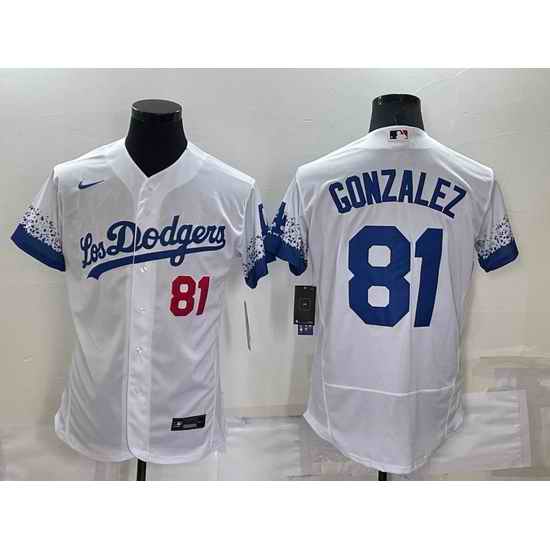 Men Los Angeles Dodgers #81 Victor Gonzalez White City Connect Flex Base Stitched Baseball Jersey