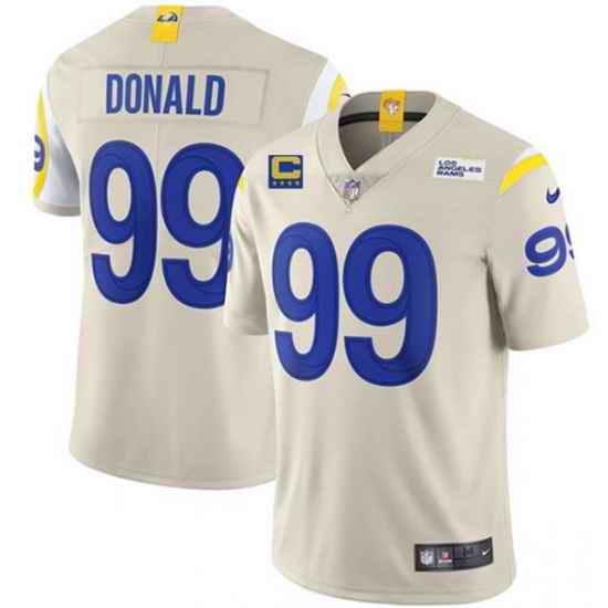 Men Los Angeles Rams 99 Aaron Donald 2022 Bone With #4 Star C Patch Vapor Untouchable Limited Stitched Jersey