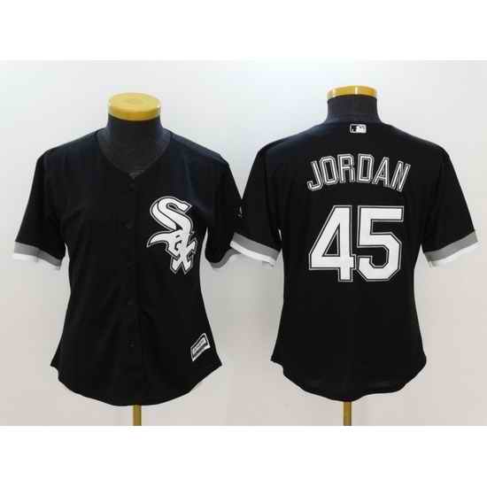 Women Chicago White Sox #45 Michael Jordan Black Stitched Jersey