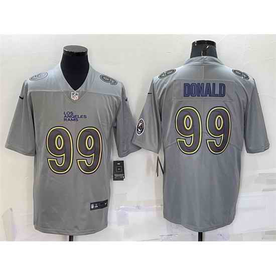 Men Los Angeles Rams #99 Aaron Donald Grey With Patch Atmosphere Fashion Stitc