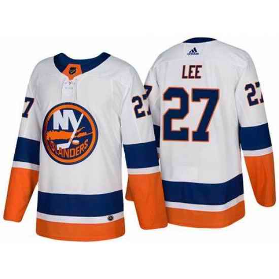 Men New York Islanders 27 Anders Lee Navy White Adidas 2020 #21 Reverse Retro Alternate NHL Jersey