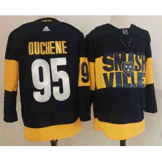 Men Nashville Predators #95 Matt Duchene Black 2022 Stadium Series adidas Stitched NHL Jersey