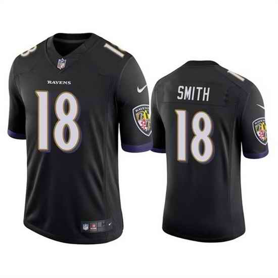Men Baltimore Ravens #18 Roquan Smith Black Game Jersey