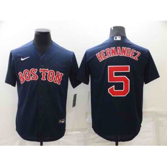 Men Men Boston Red Sox #5 Enrique Hernandez Navy Cool Base Jersey