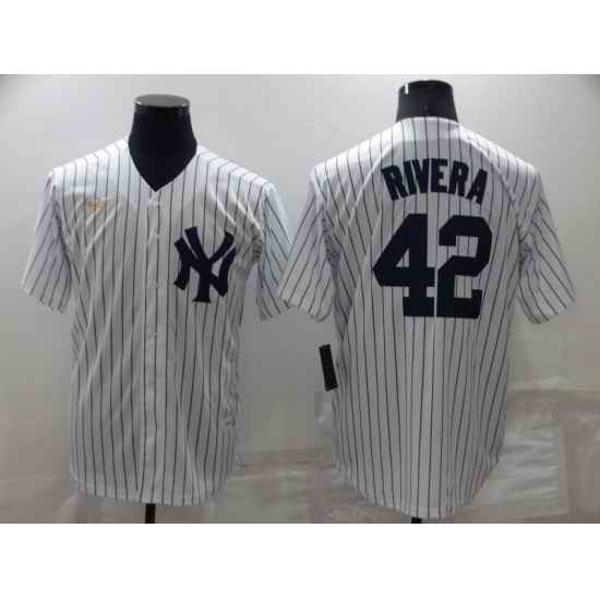 Men New York Yankees #42 Mariano Rivera White Cool Base Stitched Baseball Jerse