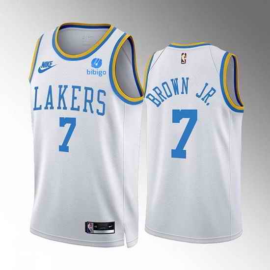 Men Los Angeles Lakers #7 Troy Brown Jr  2022 23 White Classic Edition Stitched Basketball Jersey