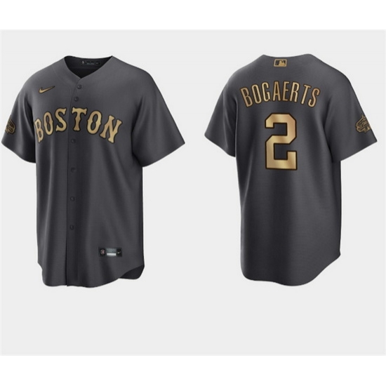 Men Boston Red Sox #2 Xander Bogaerts 2022 All Star Charcoal Cool Base Stitched Jersey