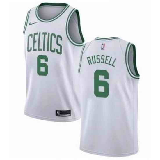 Men Boston Celtics #6 Bill Russell White Stitched Basketball Jersey