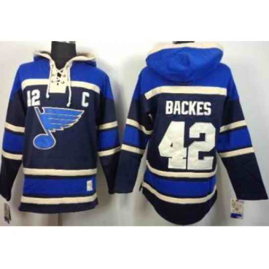 St.Louis Blues #42 David Backes Blue Lace-Up NHL Hoodie