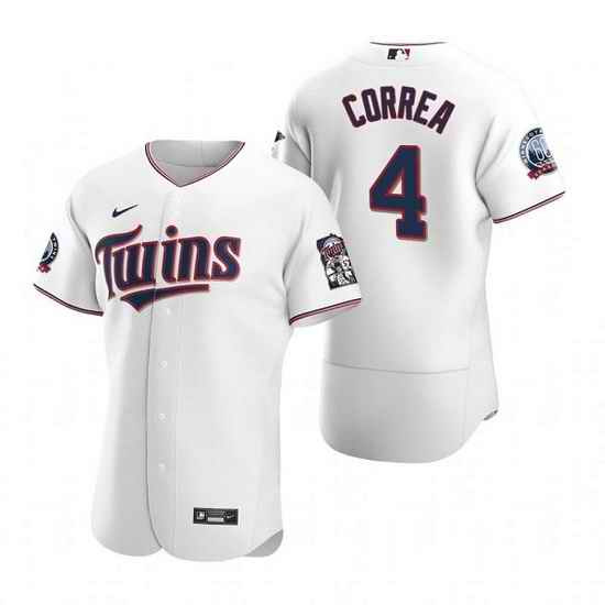 Men Minnesota Twins #4 Carlos Correa White Flex Base Stitched jersey