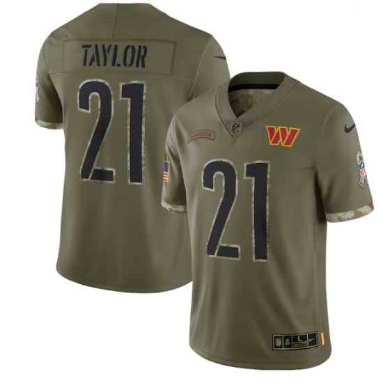 Men Washington Commanders #21 Sean Taylor Olive 2022 Salute To Service Limited Stitched Jersey