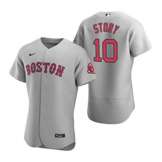 Men Boston Red Sox #10 Trevor Story Grey Flex Base Stitched Baseball jersey