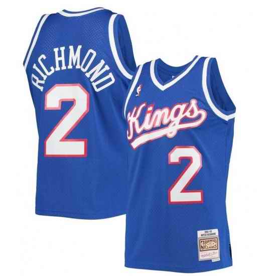 Men NBA Kings Mitch Richmond #2 Hardwood Classics Mitchell Ness Blue Jersey