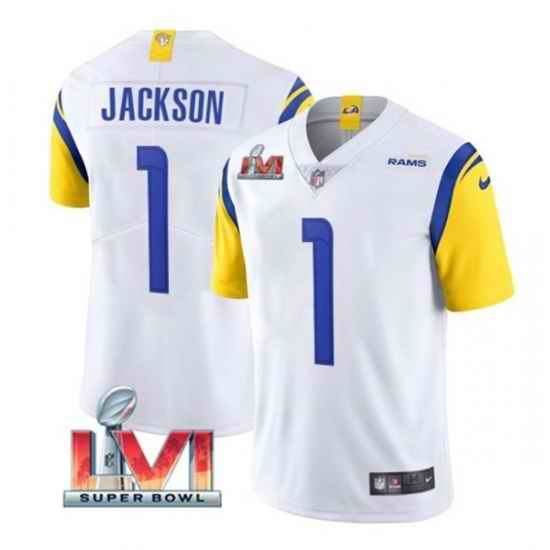 Nike Los Angeles Rams #1 Desean Jackson White 2022 Super Bowl LVI Vapor Limited Jersey